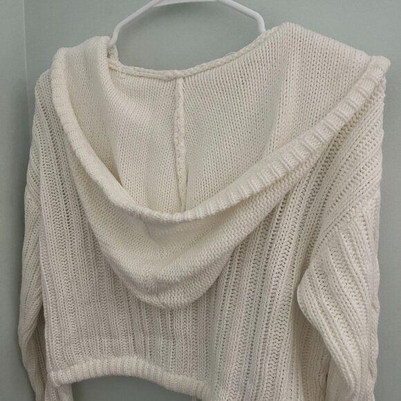 Aeropostale Cream Cable Knit Hoodie Sweater - Size XS - Picture 10 of 10
